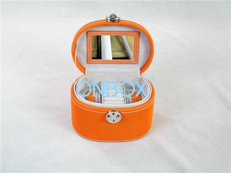Orange Canvas Cardboard Cosmetic Packaging With Mirror Inside